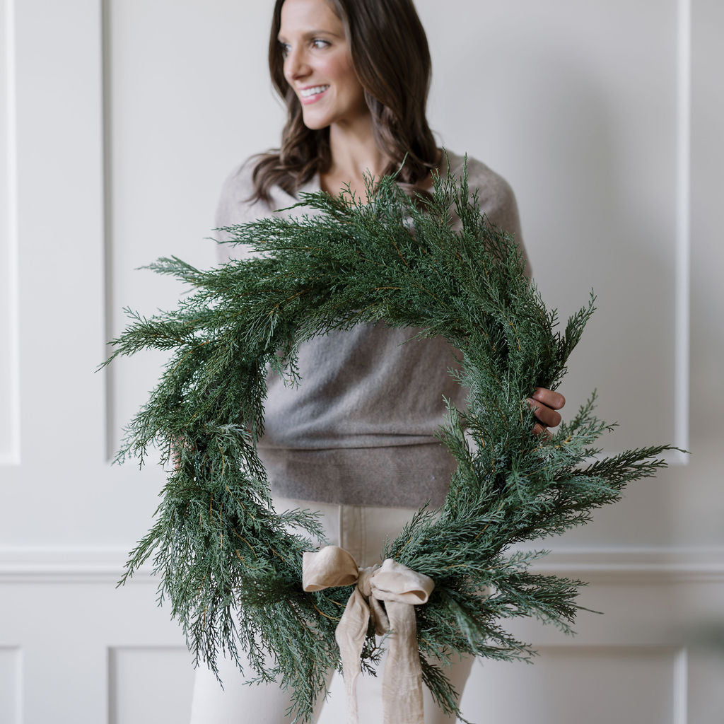 30" Faux Evergreen Cedar Wreath