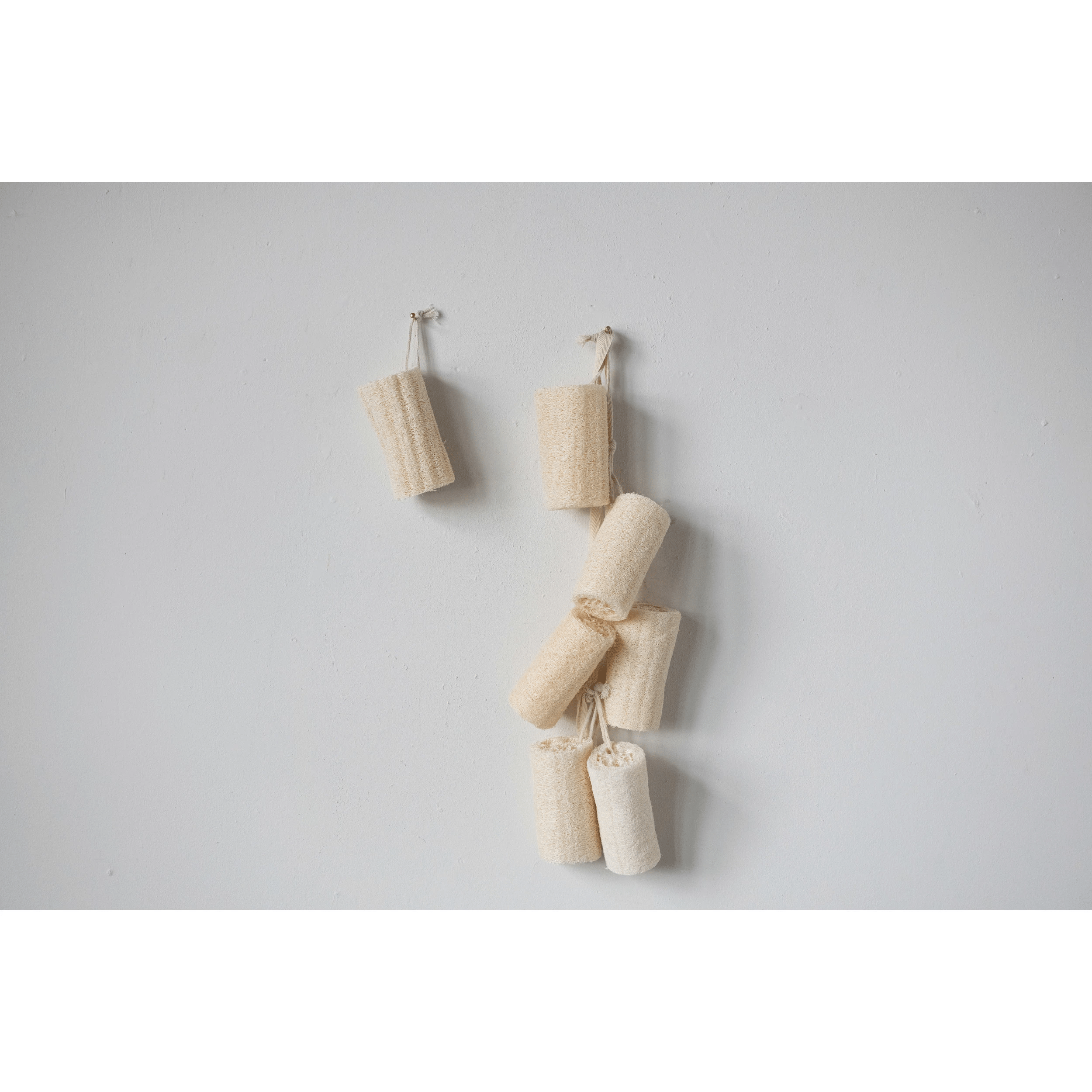 Loofah Brush with Cotton Rope Hanger, Natural