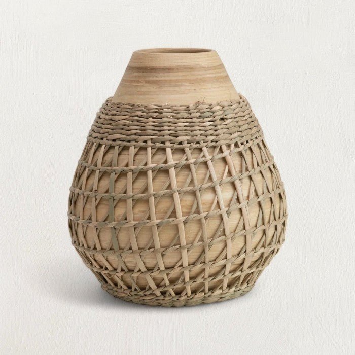 Bamboo seagrass vase for desktop and study styling