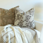 Mira Linen Floral Throw Pillow Cover, Orchid