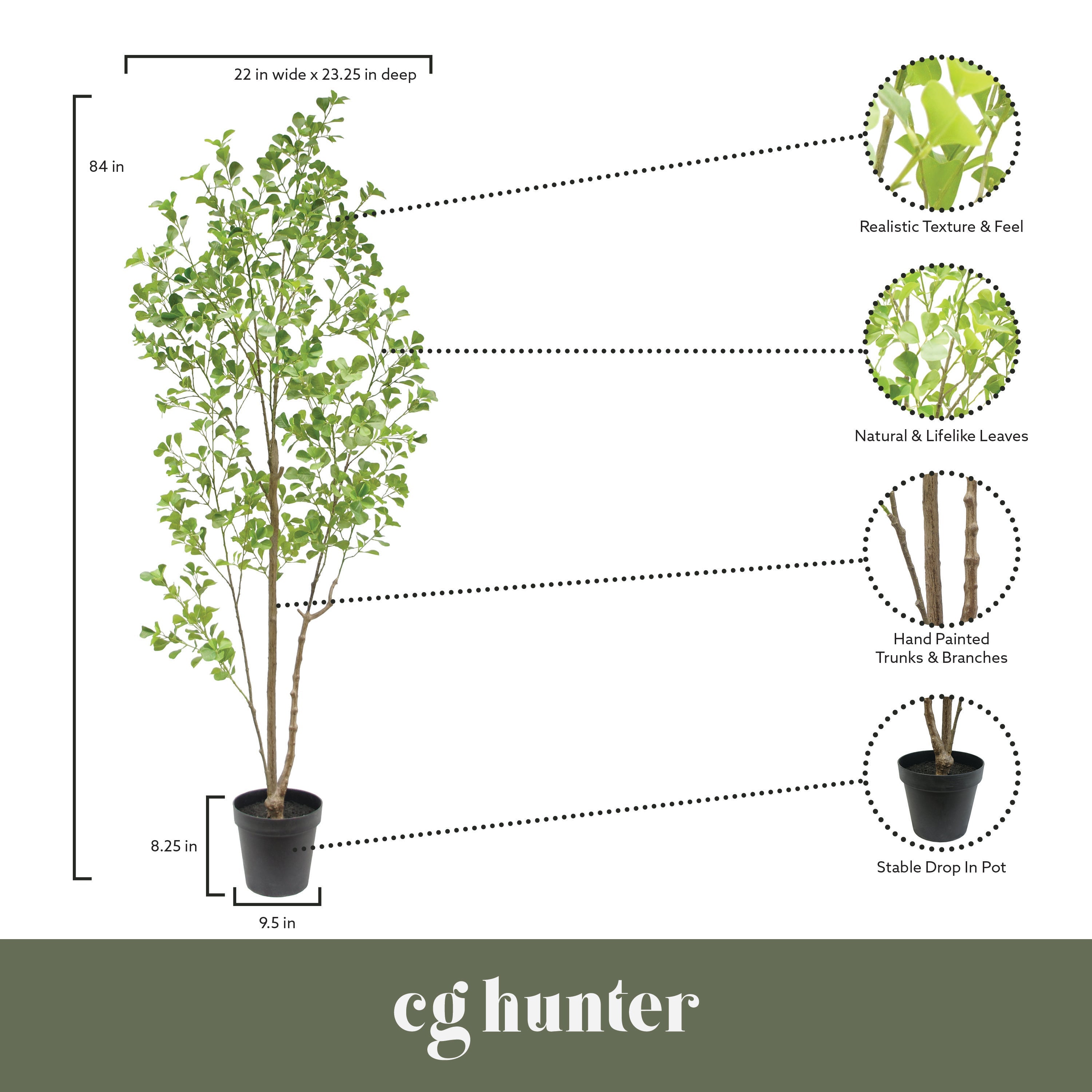 7' Artificial Heart Ficus Tree