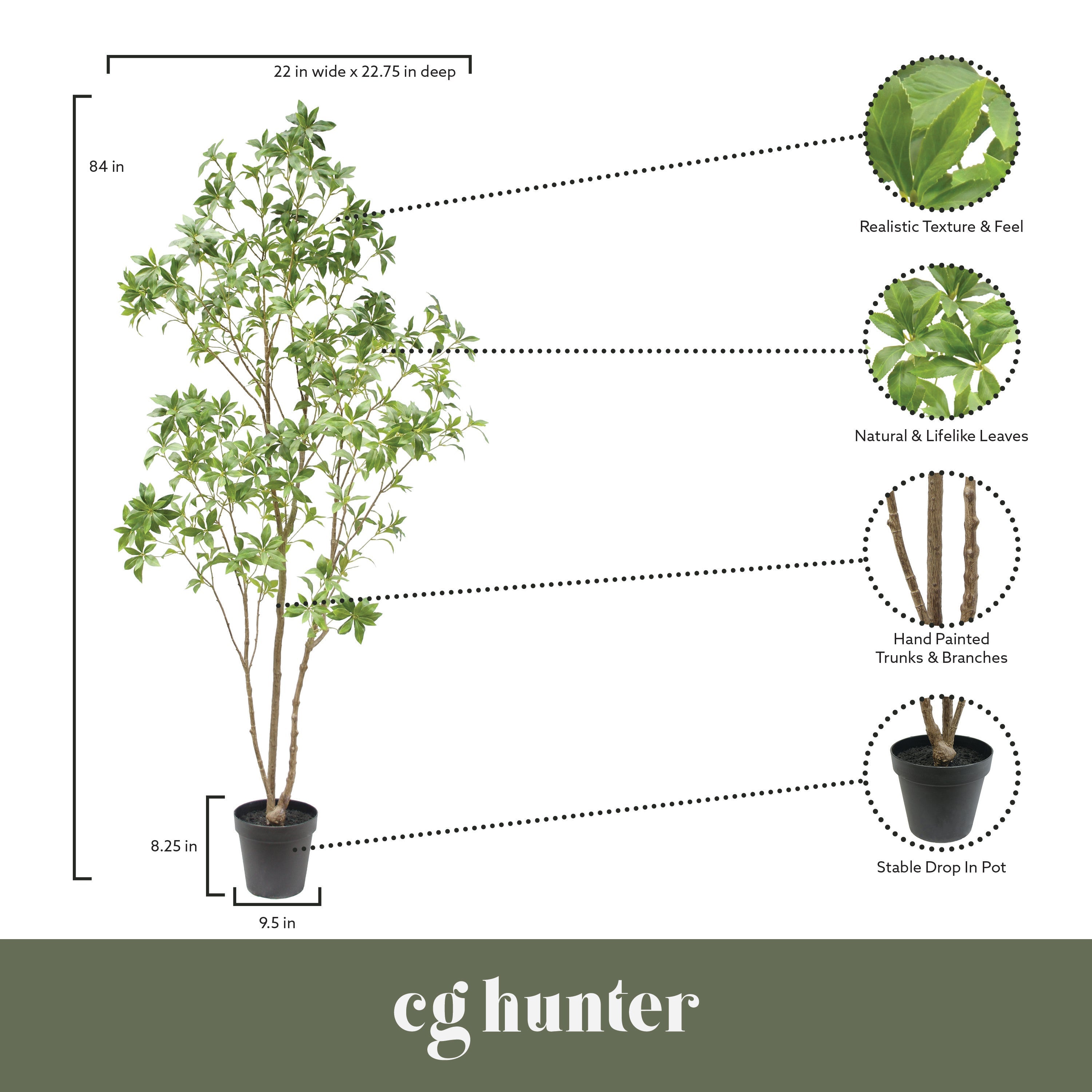 7' Artificial Laurel Tree