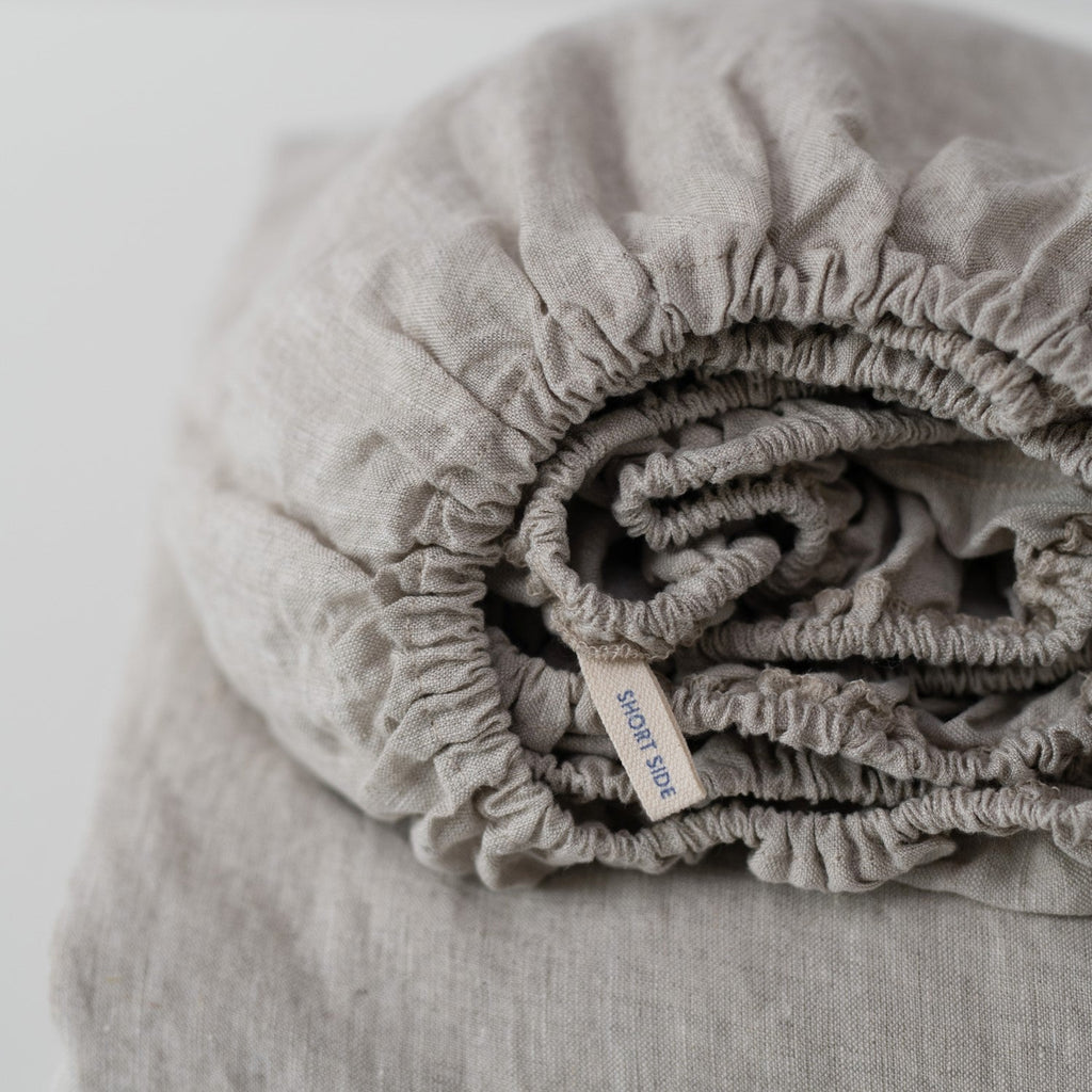 Linen Tales Light Grey Linen Fitted Sheet