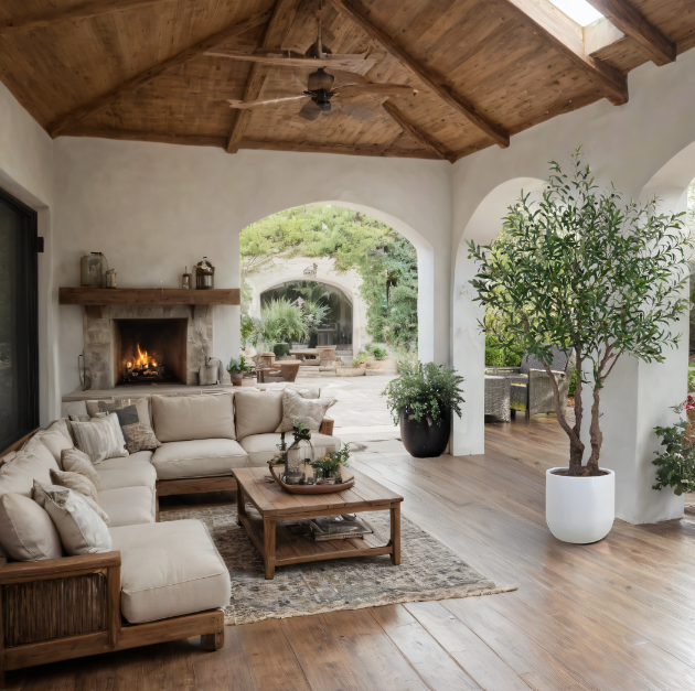 7.5' Faux Potted Olive Tree