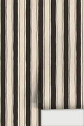 Riviera Stripe Wallpaper, off-white and black