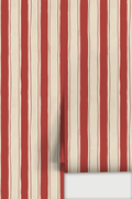 Riviera Stripe Wallpaper, off-white and red