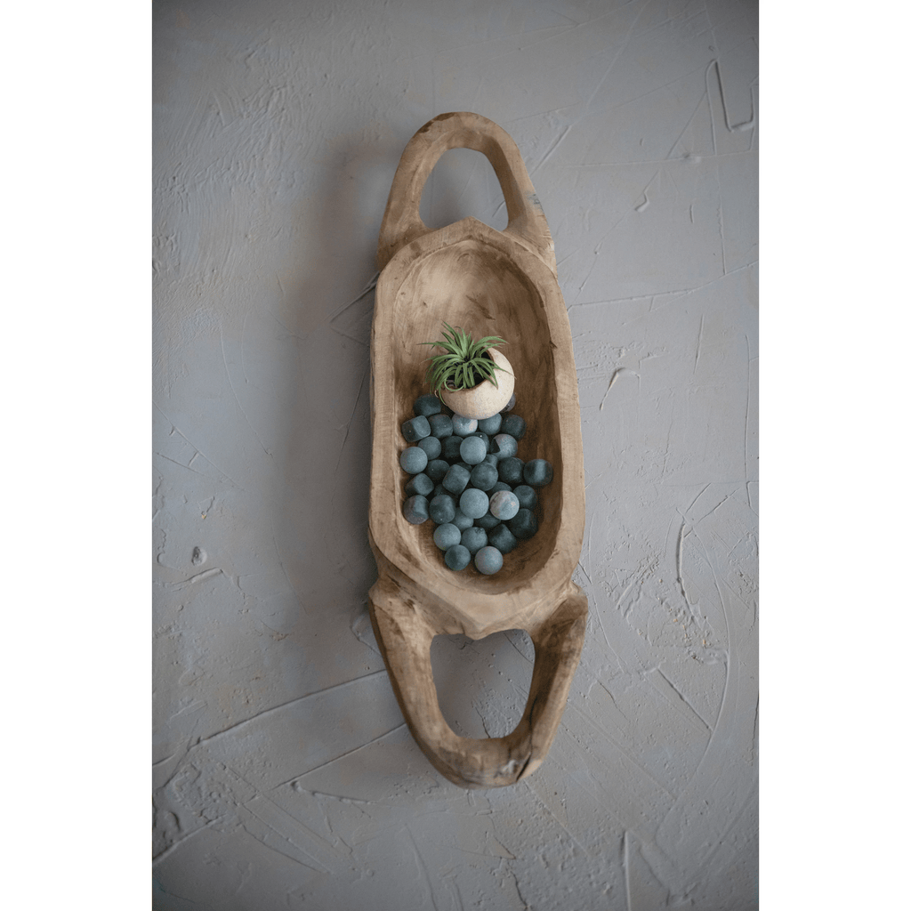 Decorative Hand-Carved Teakwood Tray with Handles