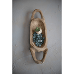 Decorative Hand-Carved Teakwood Tray with Handles