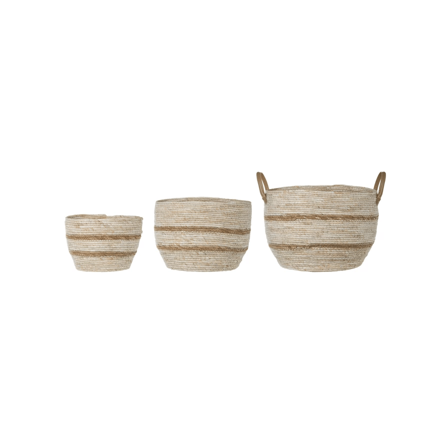 Striped Maize Storage Baskets / Planters (Set of 3)