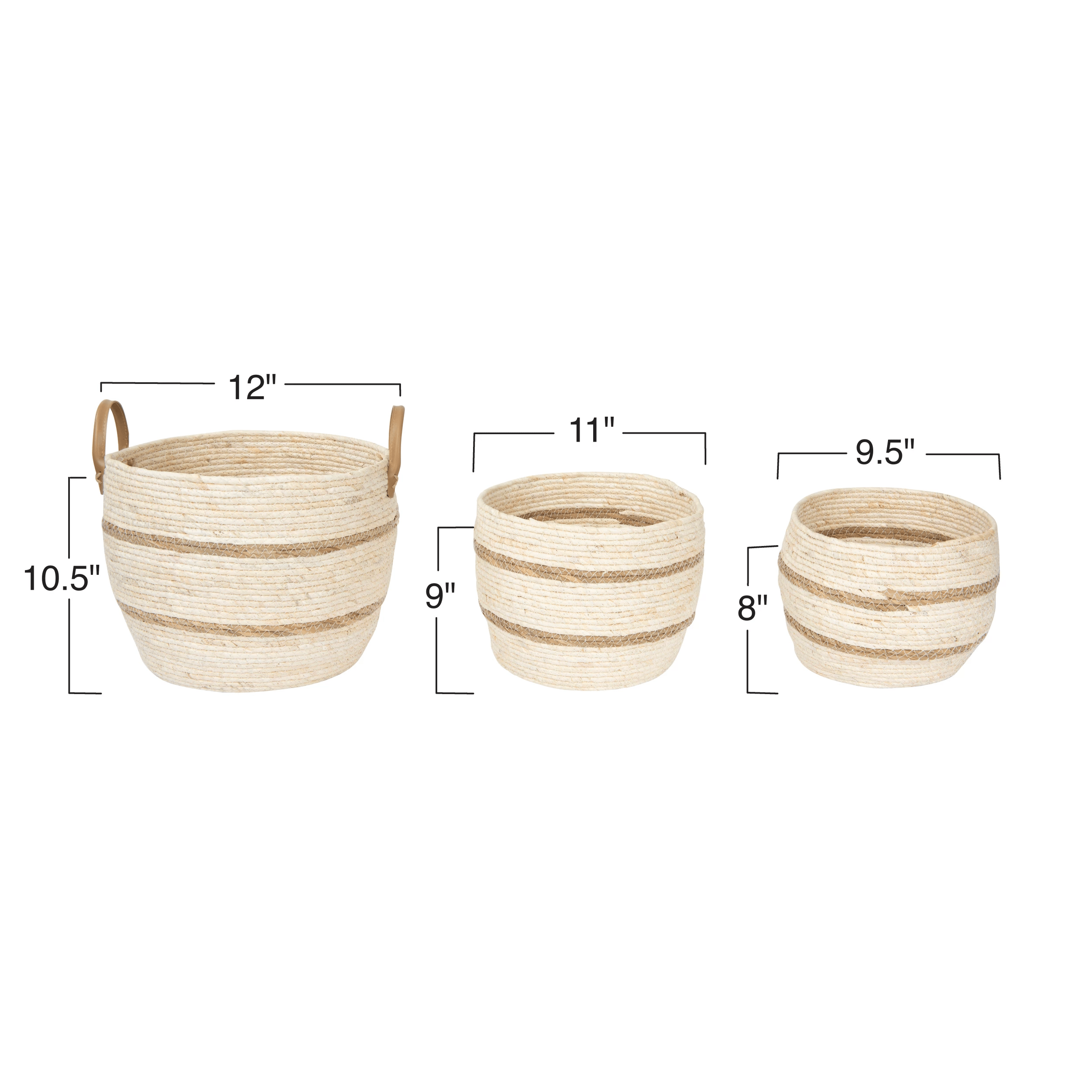 Striped Maize Storage Baskets / Planters (Set of 3)