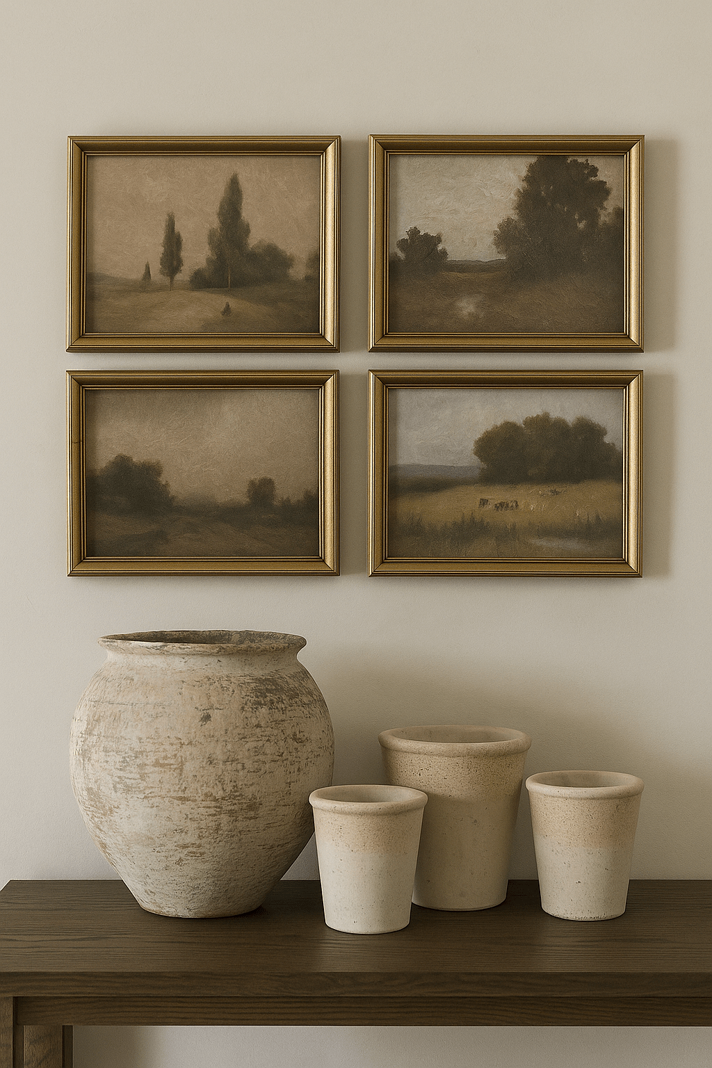 Muted Landscapes Framed Prints, Set of 4
