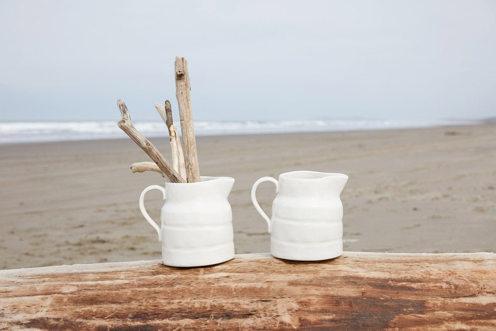 Stoneware Vintage Reproduction Pitcher, White