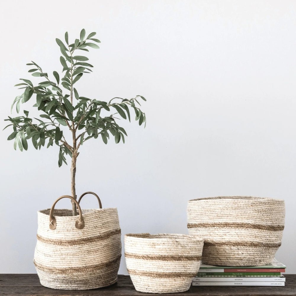 Striped Maize Storage Baskets / Planters (Set of 3)